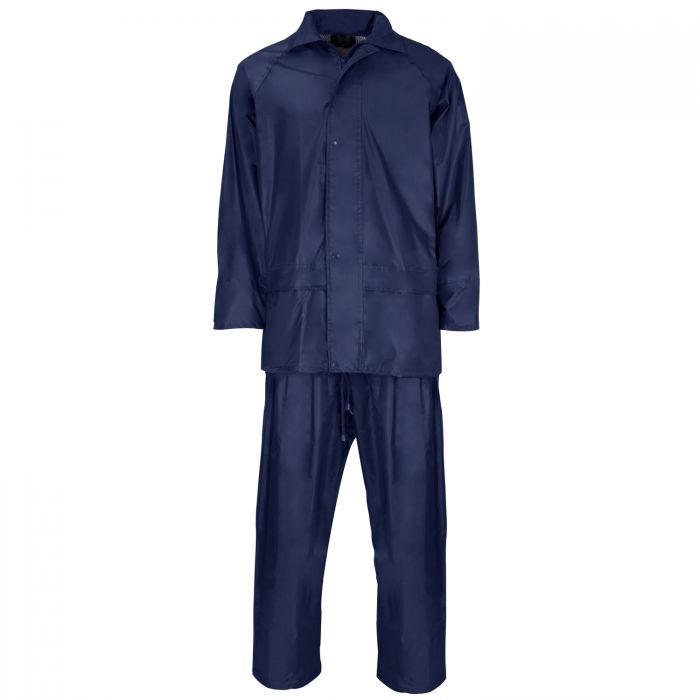 Polyester/PVC Rain Suit, Blue - XL