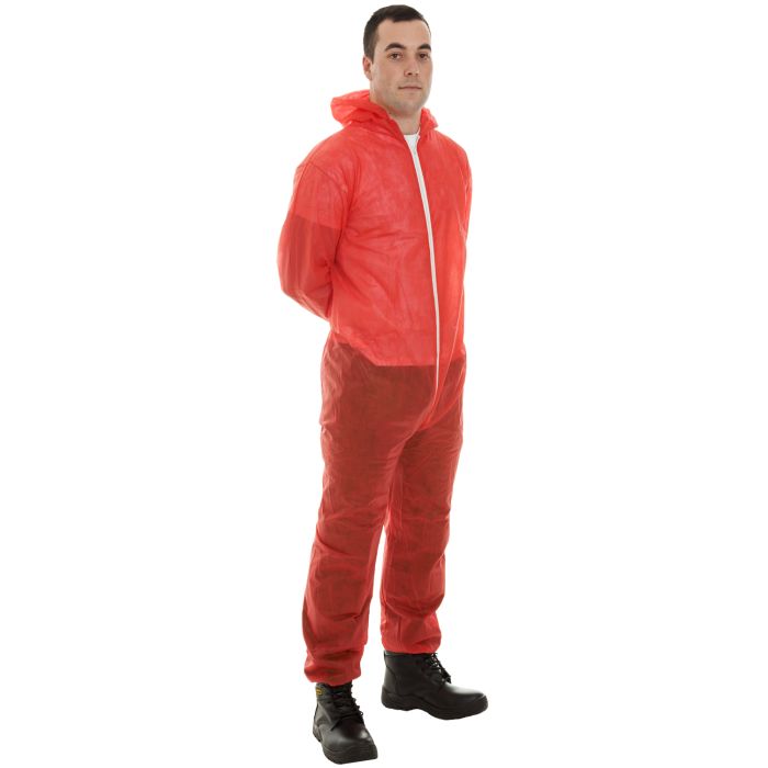 Disposable Polypropylene Coverall, Red - Size Medium