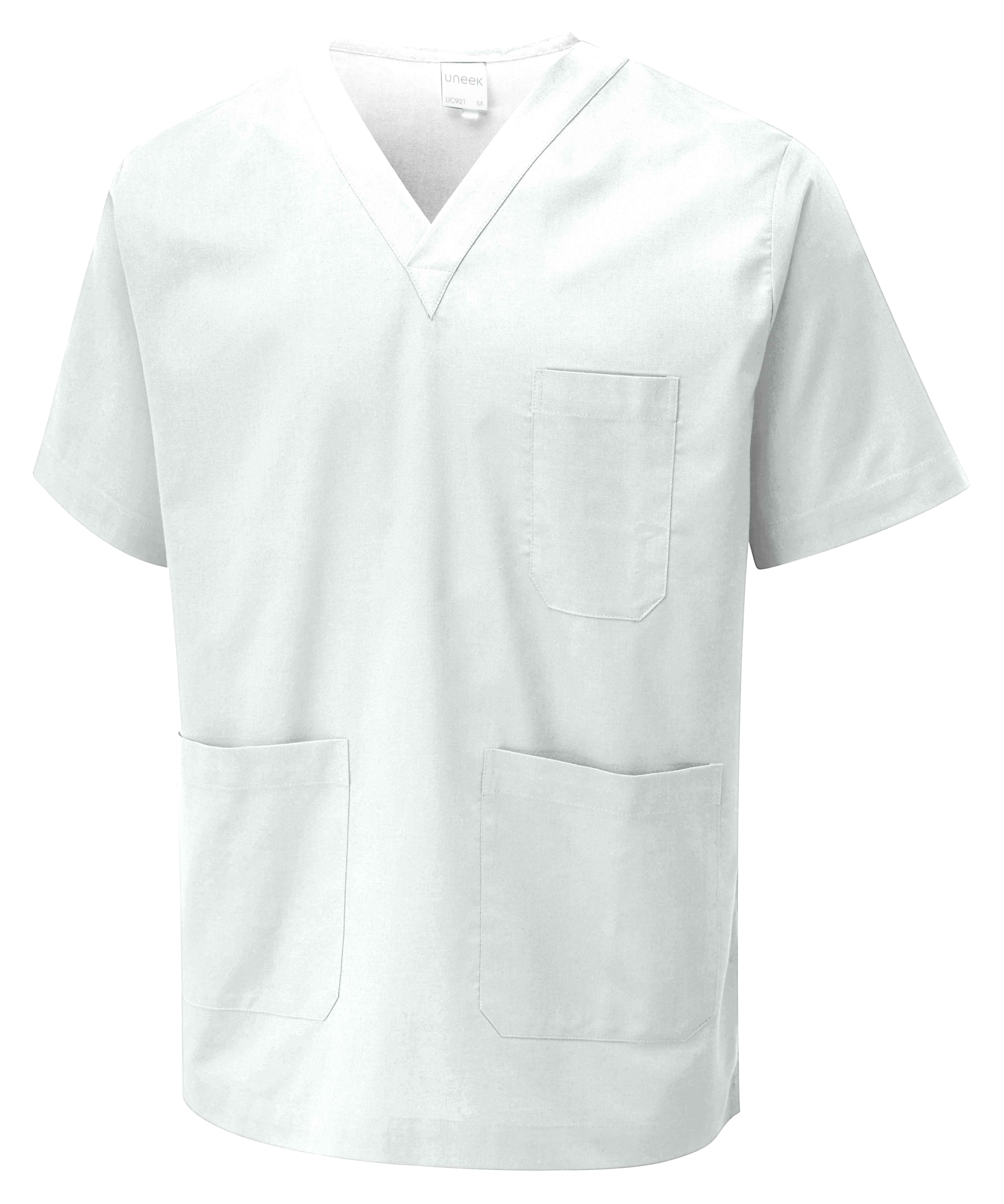 White Unisex Scrub Top, Small