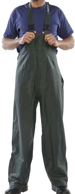 Waterproof Bib and Brace, Olive Green - 2XL