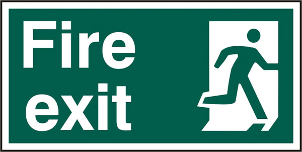 Fire Exit Man Right Sign, Rigid Plastic - 300mm x 150mm