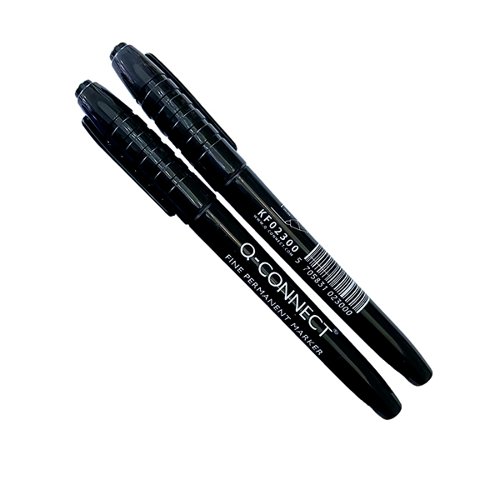 Q-Connect Permanent Marker Bullet Tip Fine, Black - Pack of 10