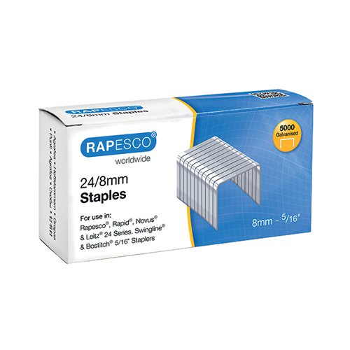 Rapesco 24/8mm Staples Chisel Point, Pack of 5000