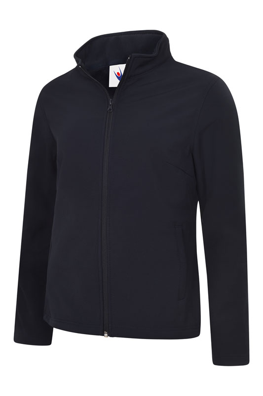 Ladies Full Zip Soft Shell Jacket, Navy - Small