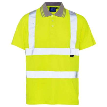 Hi Vis Yellow Bird Eye Short Sleeve Polo Shirt - Small