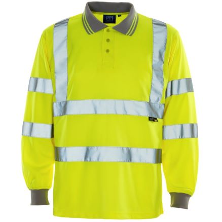 Hi Vis Yellow Bird Eye Long Sleeve Polo Shirt - Small