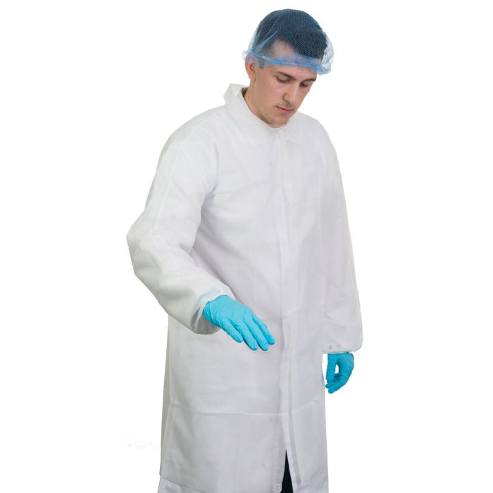 Polypropylene Disposable Visitors Coat, White - Size 2XL