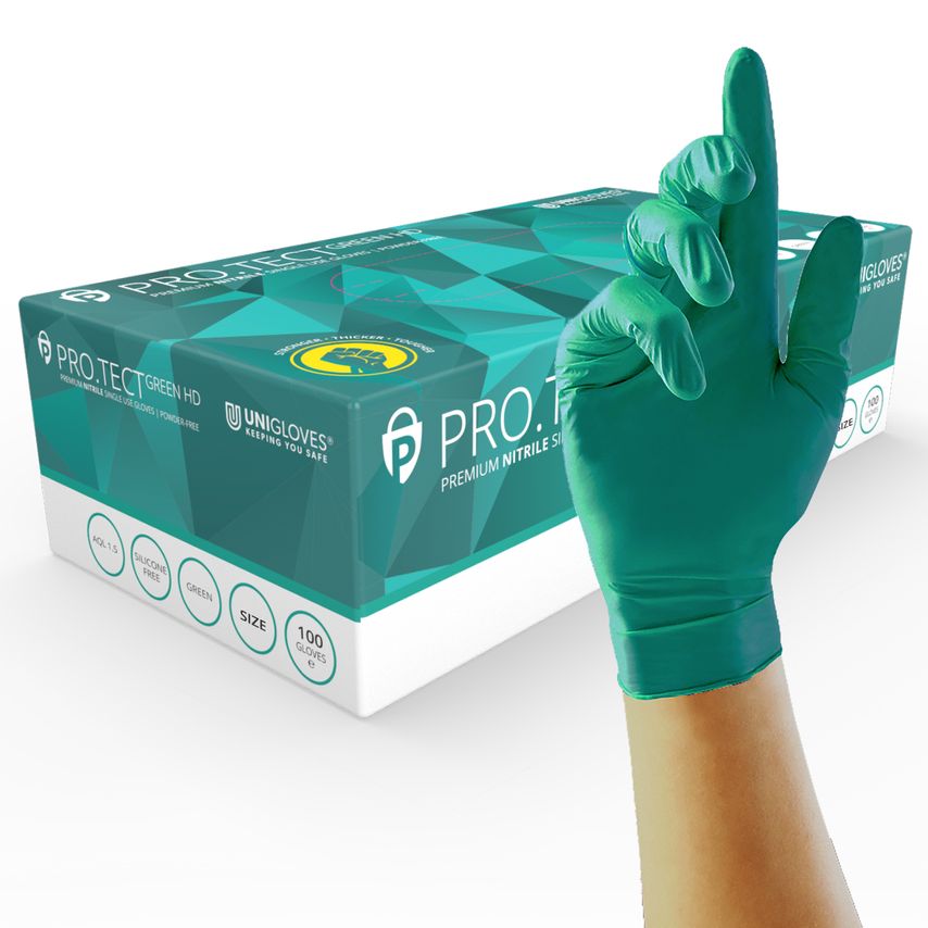 Heavy Duty Green Nitrile Gloves - Large