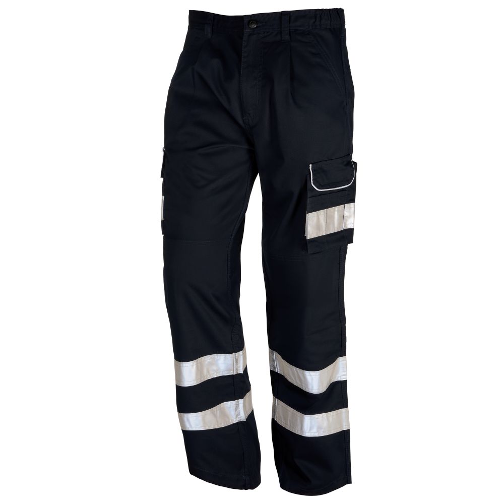Navy Kneepad Trousers c/w 2 Hivis Bands - Size 28S