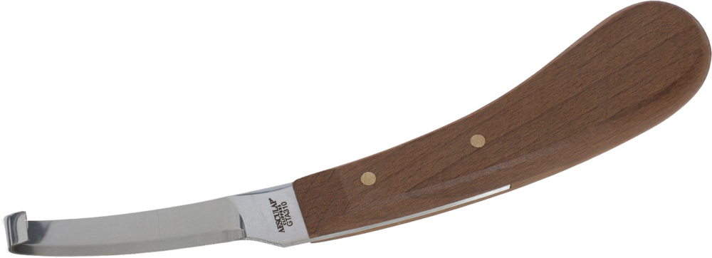 Hoof Knife, Single-Edged, Beech Handle - Right Danish