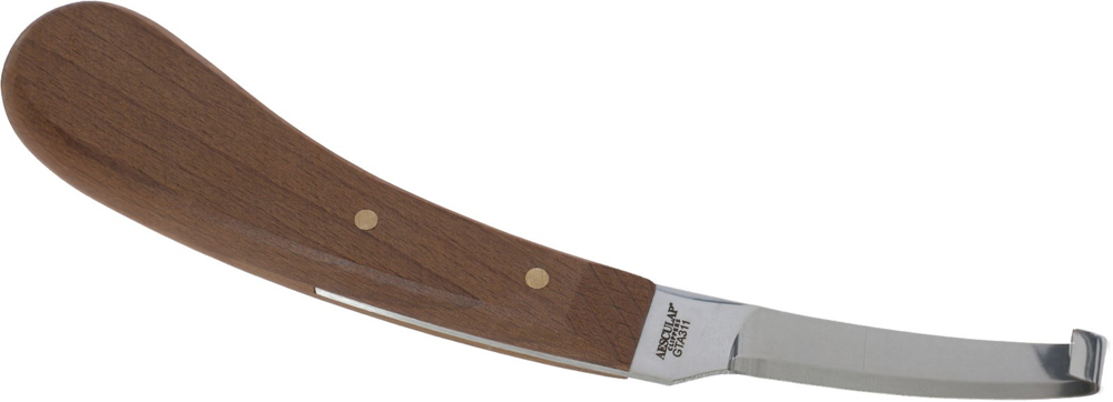 Hoof Knife, Single-Edged, Beech Handle - Left Danish