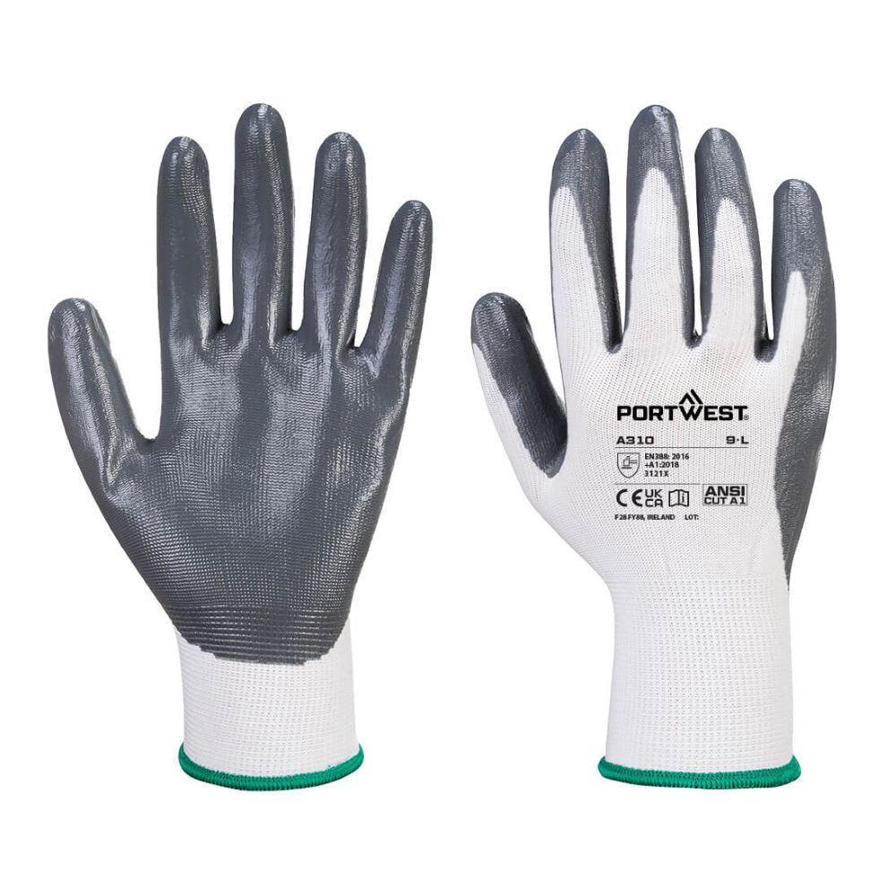 Grip13 Nitrile Glove Grey/White - Large