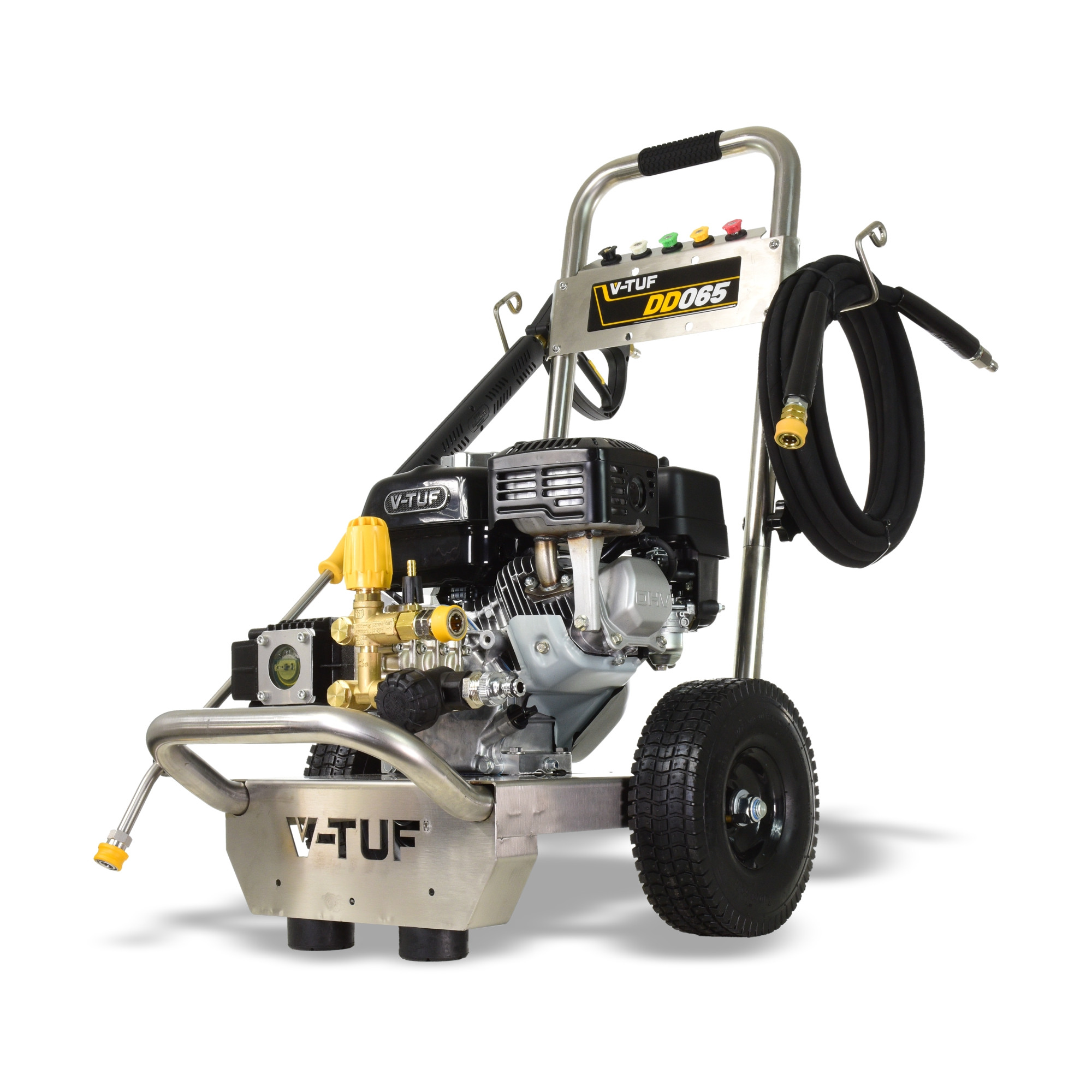 V-TUF DD065 Industrial 6.5HP Honda Driven Petrol Pressure Washer - 200Bar, 12.5L/min - Stainless Steel Frame
