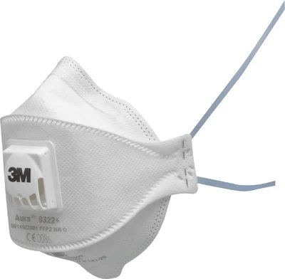 3M 9322+ Aura FFP2V Fold Flat Face Mask, Pack of 10