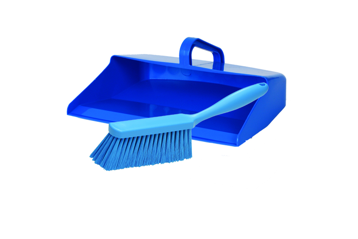 Vikan Dustpan and Medium Hand Brush Set - Blue