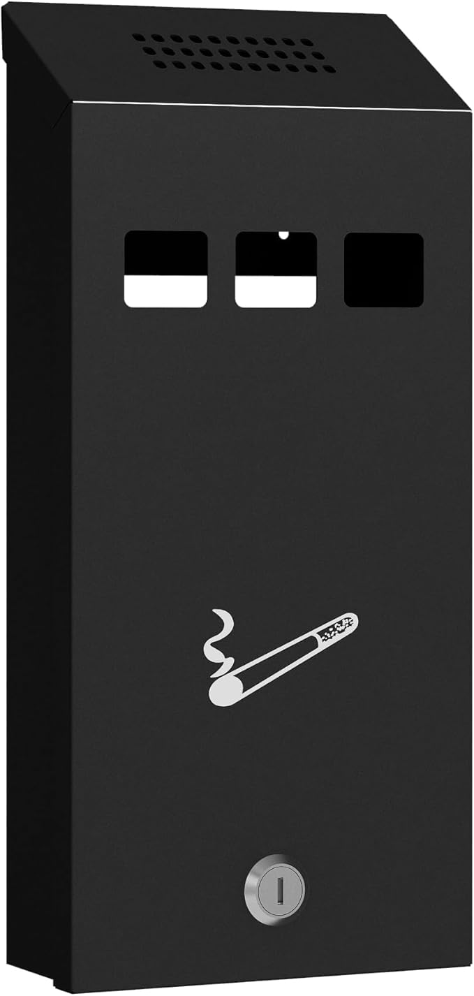 Wall Mounted Cigarette Ashtray, Lockable With Keys