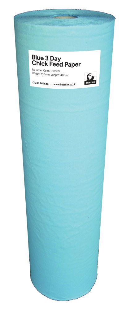 Intemax Biodegradable Blue Chick Feed Paper, 3 Day, 750mm x 400M