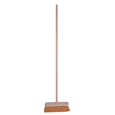 12" Soft Bristle, Natural Coco Fibre Broom/Brush c/w Handle