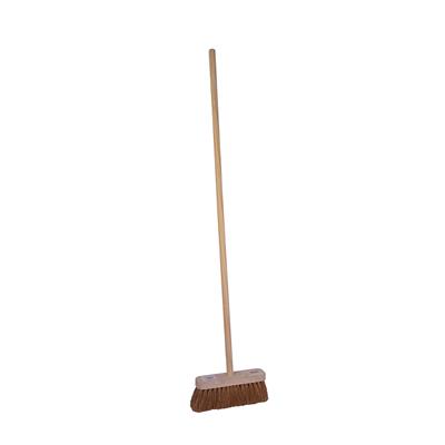 12" Stiff Bristle, Bassine Broom/Brush c/w Handle