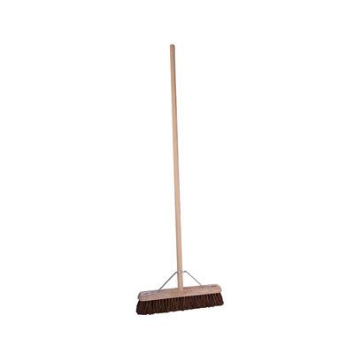 18" Stiff Bristle, Bassine Broom/Brush c/w Handle and Metal Stay